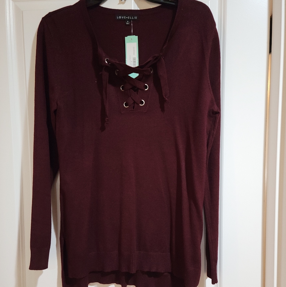 NWT, Burgundy Lace front tunic.